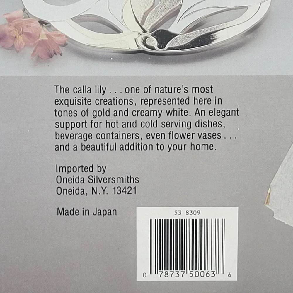 Wm A Rogers Calla Lily Trivet Metal Hot Plate Oneida‎ Japan Floral Decor